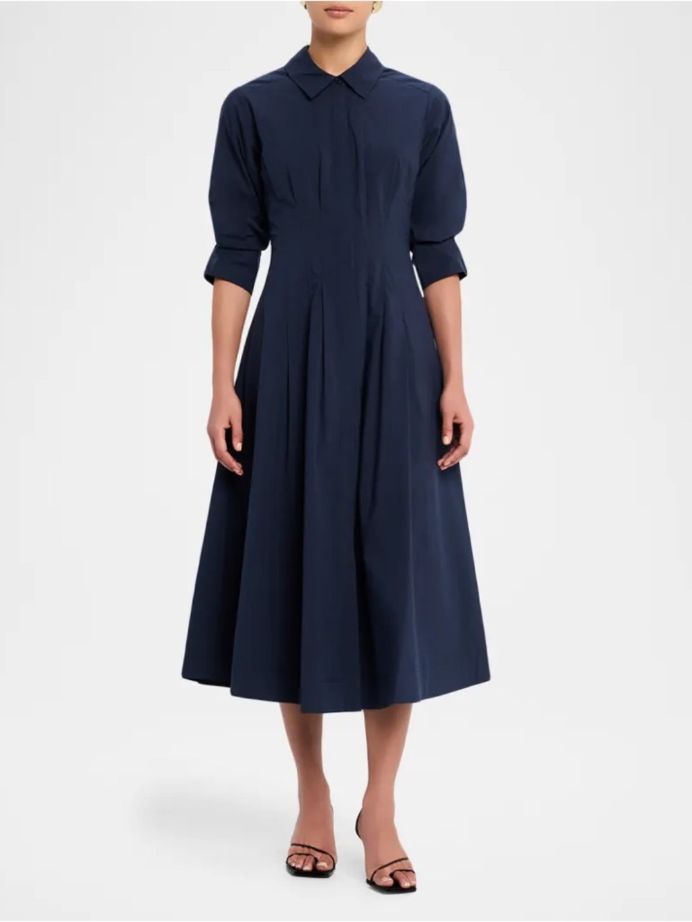 SIMKHAI Jazz Poplin Pintuck Midi Shirtdress